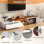 Verano Garden Extendable TV Stand with Led Lights, Wood TV Media Console with 2 Drawers & 1 Cabinet, Modern Entertainment Center Up to 90 Inch TV for Living Room Bedroom, 63" - 90.6" (White & Walnut)