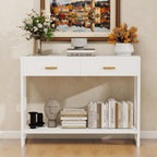 Entryway Table, Console Table with Motion Sensor Light, Sofa Table with 2 Drawers and Storage Shelf, Entryway Cabinet and Sideboard Cabinet for Hallway, Foyer, Living Room, White