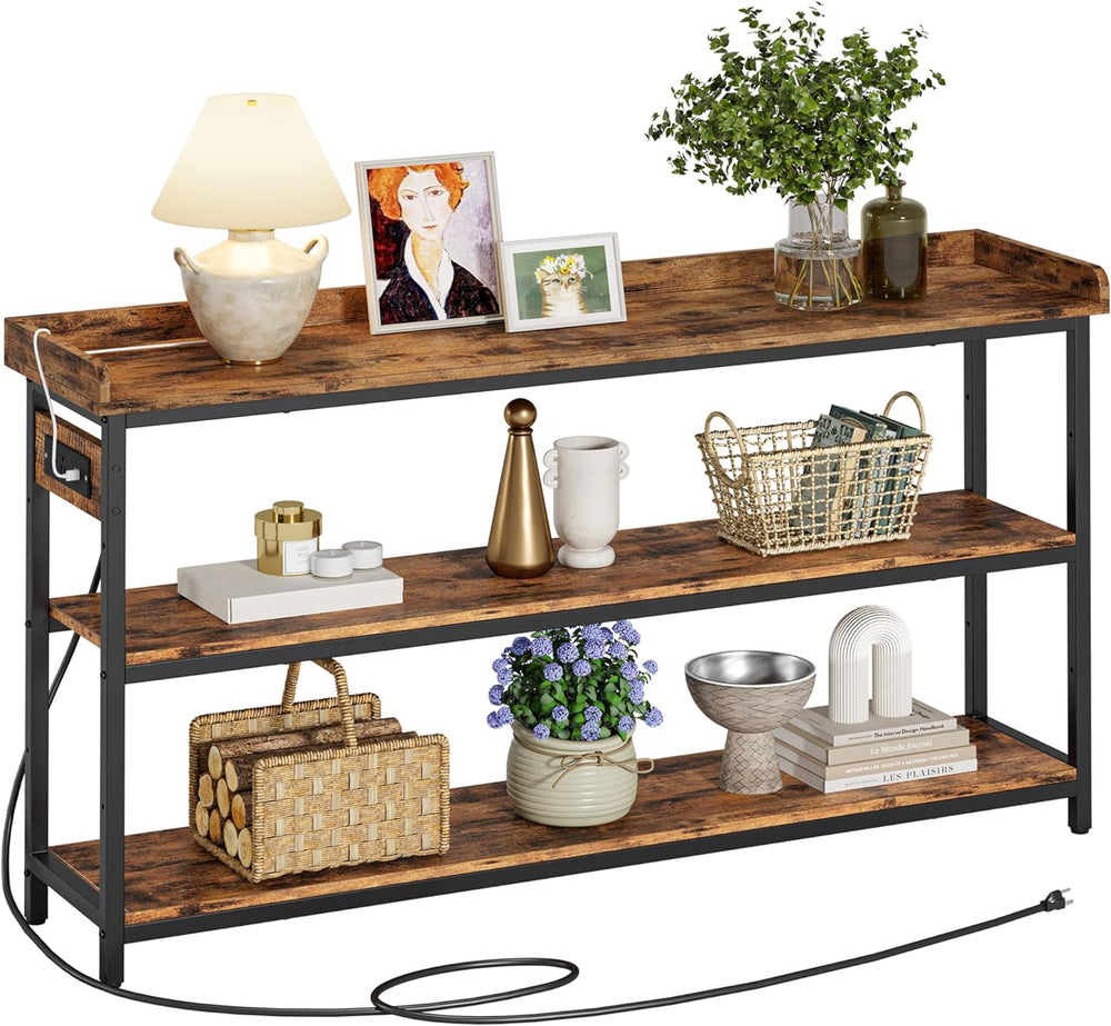 IRONCK Console Table with Power Outlet, One Piece Top, Sofa Table 55" | ...