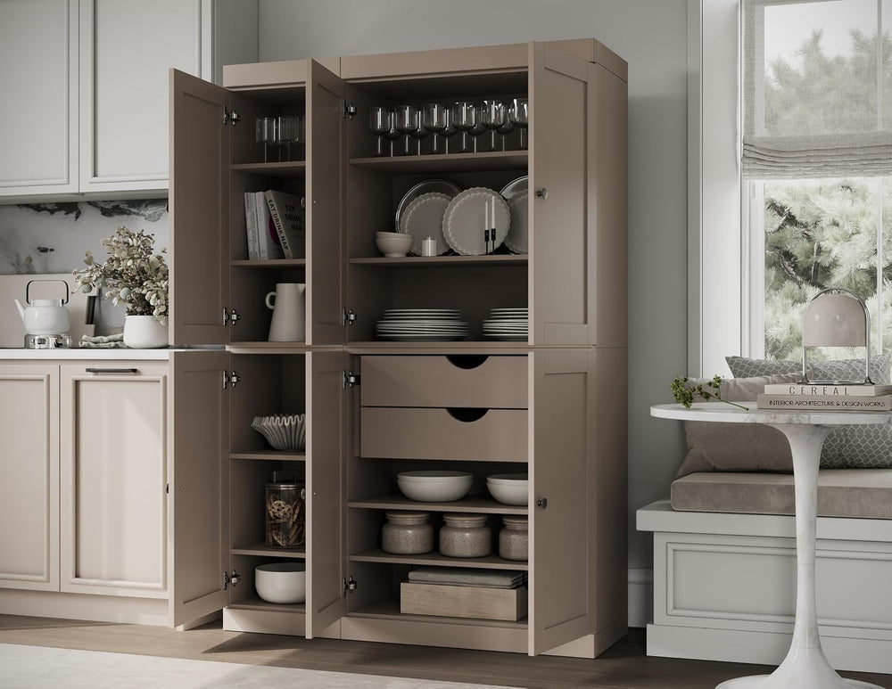 Palace Imports Solid Wood Kitchen Pantry Cabinet 71.5" Tall, 48.5" ...