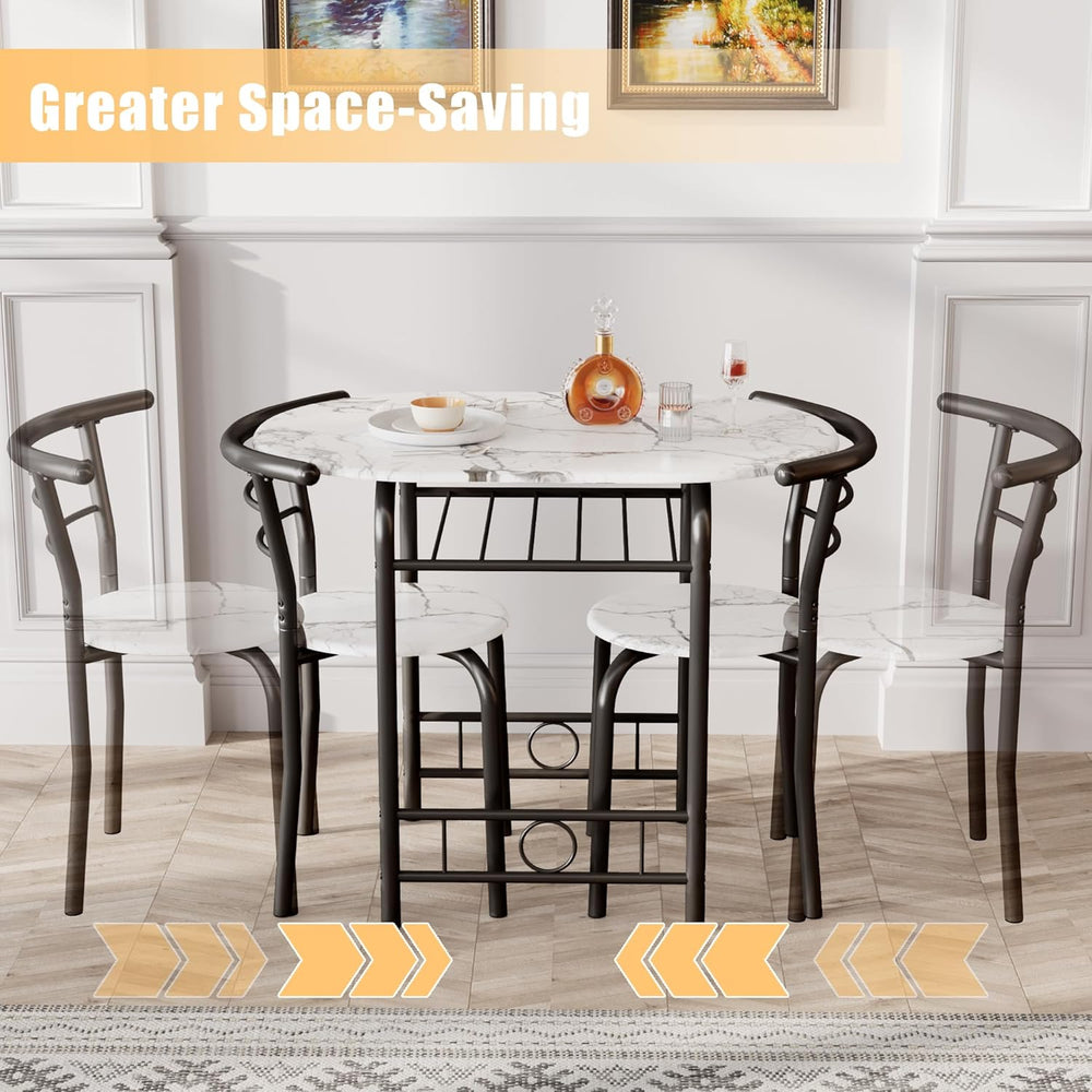 JUMMICO 3-Piece Wooden Round Table & Chair Set (White/Black) | Kitchen Br...