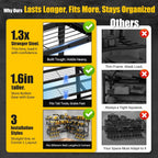 XLarge 64''W Power Tool Organizer Wall Mount | Modular&Corner-Fit 820lbs Garage Storage Rack with 8 Cordless Drill Holder | 4-Tier Heavy Duty Utility Shelf for Battery Workshop Organization