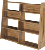 Expandable Bookshelf, 3-Tier Ladder Bookcase,Walnut | Irregular Design | Anti-Tilt Structure | Durable Extendable Corner Shelf | for Living Room, Study & Bedroom