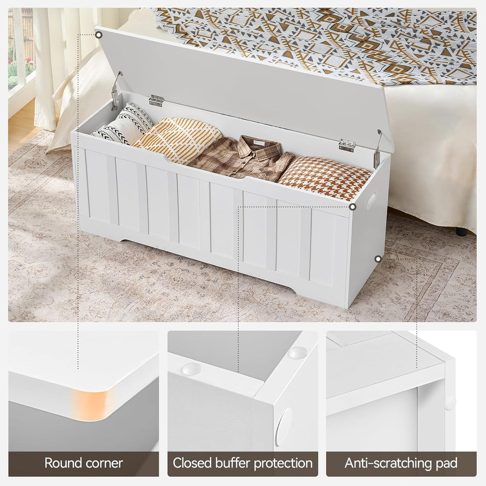 VANKILEY 47.2" Storage Chest Extra Large, Storage Bench.(White) | Wooden...