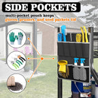 Large Garden Tool Organizer, 36" L x 37.25" H Metal Yard Tool Storage Rack with Multi Tier Shelves, Long-Handle Tool Holder with Wide & Narrow Slots, Hooks & Storage Pockets for Garage