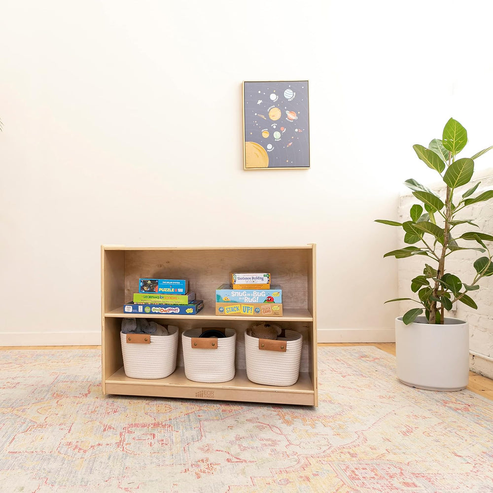 ECR4Kids 2-Shelf Mobile Storage Cabinet, Classroom Furniture, Natural | Durab...