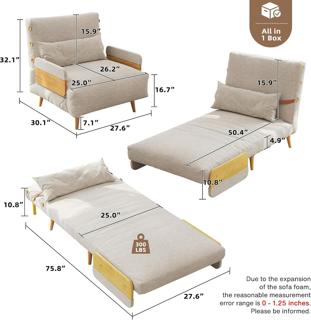 JASIWAY Convertible Sleeper Sofa Chair, 28" Modern Futon Chair for Adults