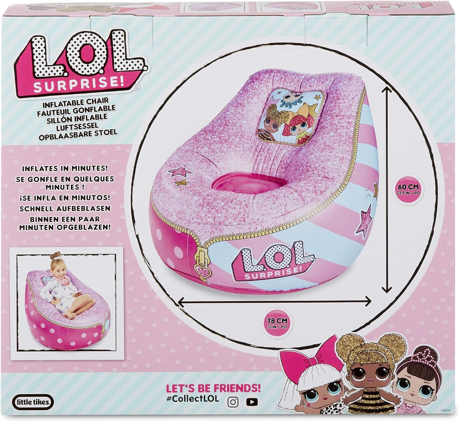 L.O.L. Surprise! Pink Inflatable Chair for Kids – Easy to Inflate