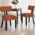 GOTMINSI Mid Century Modern Dining Chairs,Velvet Farmhouse Upholstered Kitchen Chairs, Accent Curved Backrest Dining Room Chairs with Hardwood Legs (Caramel, 2PCS)