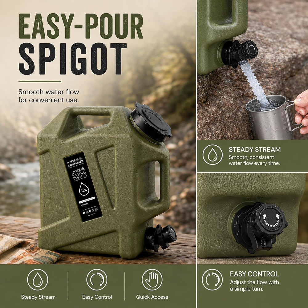 3.2/5 Gallon Water Jug with Spigot, Camping Water Jug, Water Storage Containe...