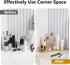 YCIA&DONE Corner Bathroom Counter Organizer, Makeup Organizer for Vanity, Skincare Cosmetic Perfume Tray, Corner Countertop Shelf Rack Storage for Bathroom Kitchen 1 Tier (Amber Gold)