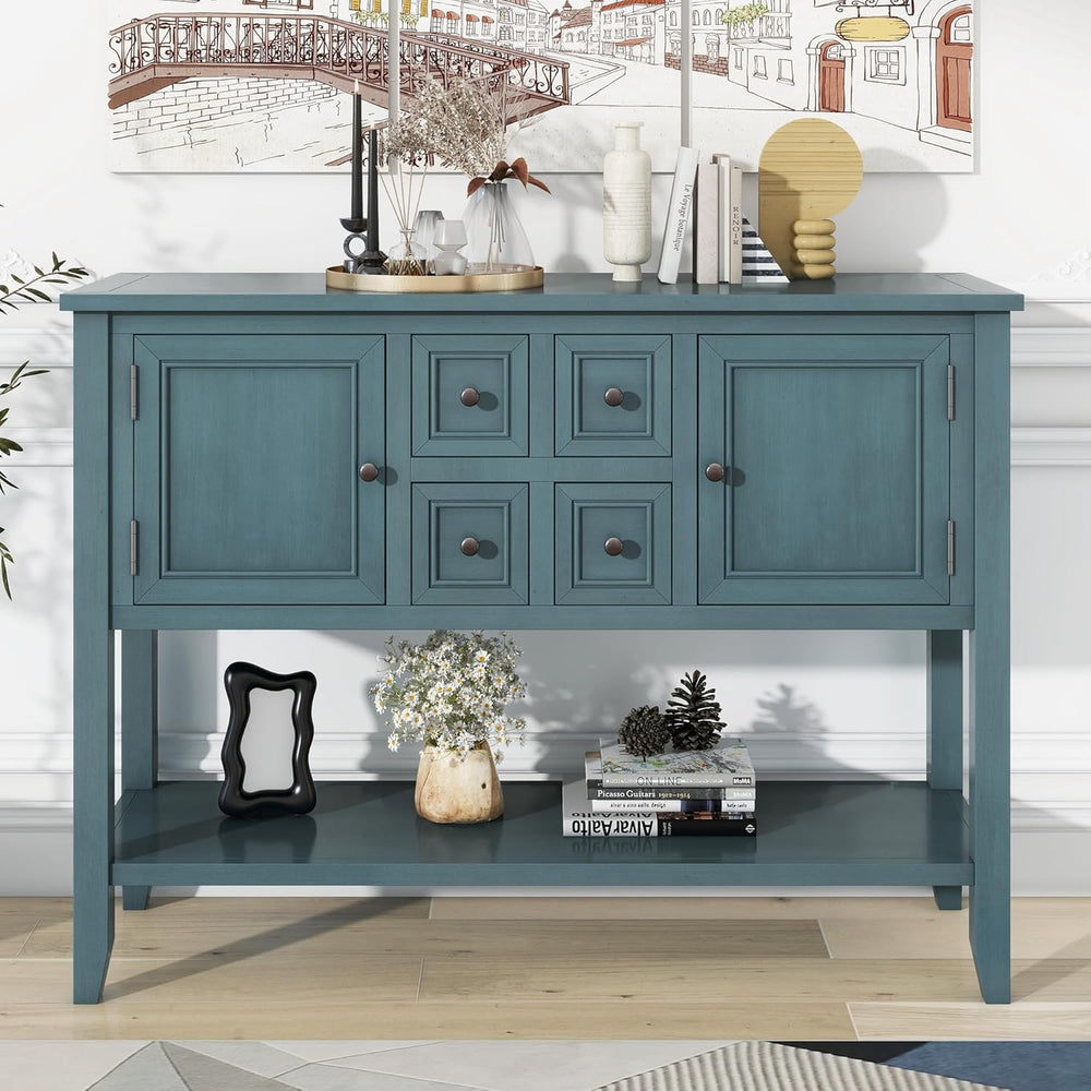P PURLOVE Console Table Buffet Sideboard Sofa Table with Drawers Cabinets and...