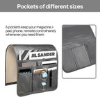 Teniux Remote Control Holder Faux Leather Armrest Organizer with 6 Pockets for Recliner Couch Sofa, Armchair Caddy for Smart Phone, Book, Magazines, Ipad, Remotes (Dark Grey)