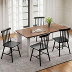 HOMCOM Windsor Dining Chairs Set of 4, Farmhouse Wooden Kitchen Chairs with Rubber Wood Frame and Spindle Backrest for Dining Room, Living Room, Black