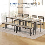 DUMOS Dining Table Set, Dining Table for 4 with Bench, Kitchen Table, Space-Saving Ideal 4-Person Set for Dining Room Kitchen Apartment Corner Grey 4 Pack