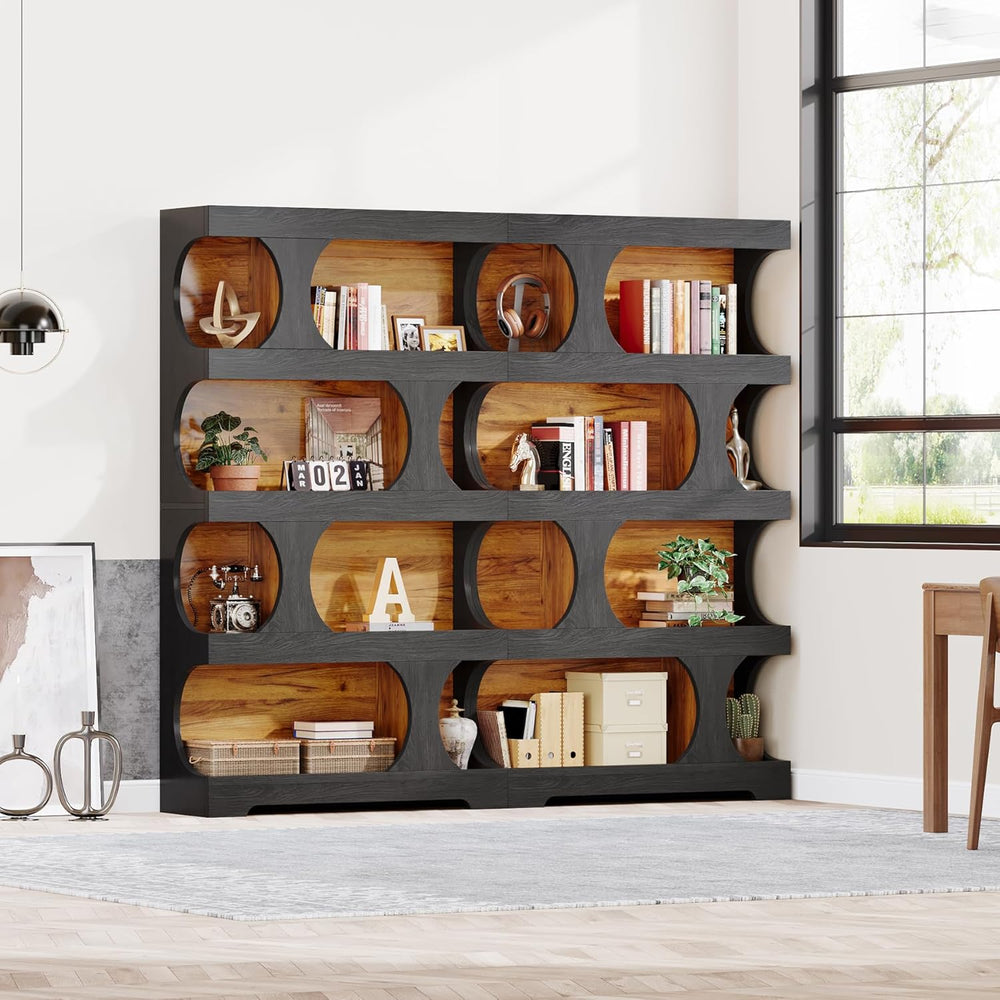 Tribesigns 71" Tall Bookcase, 4-Tier S-Shaped Bookshelf, Wood Decorative...