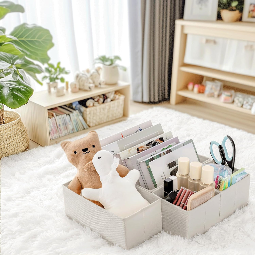 Drawer Organizer Clothes, 10 Pack Dresser Organizer for Baby Clothes, Underwear, Sock- Foldable Closet Organization and Storage Dividers Bins for Nursery, Bedroom (Oatmeal)