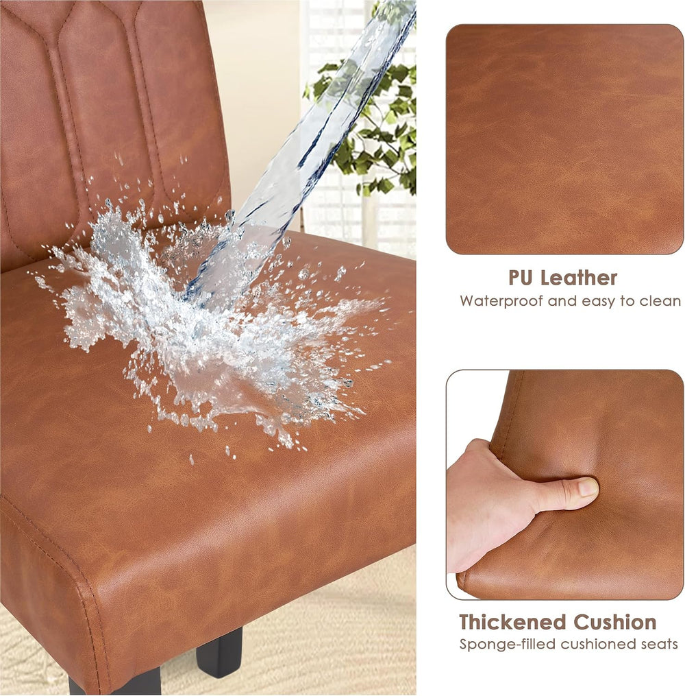 VECELO Upholstered Dining Chairs Set of 6, Modern PU Leather Accent Parsons, ...