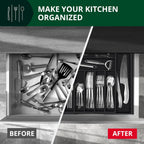 ROYAL CRAFT WOOD Luxury Bamboo Kitchen Drawer Organizer - Silverware Organizer - Utensil Holder and Cutlery Tray with Grooved Drawer Dividers for Flatware and Kitchen Utensils (9 Slot, Black)