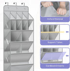 MISSLO Clear Over the Door Shoe Organizer Large Deep Pockets Hanging Shoe Rack for Closet Fit 20 Pairs Shoe Holder for Sneakers Boots Storage，Grey