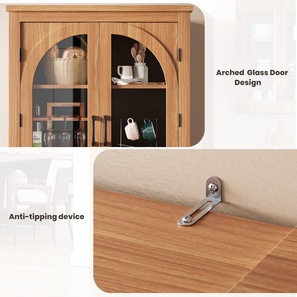 70" Kitchen Pantry Storage Cabinet - Modern Display Pantry Storage with ...