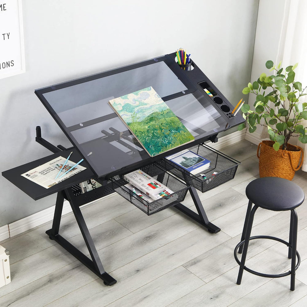 Drafting Table Adjustable for Artists - Art Drawing Desk with Storage for Pai...