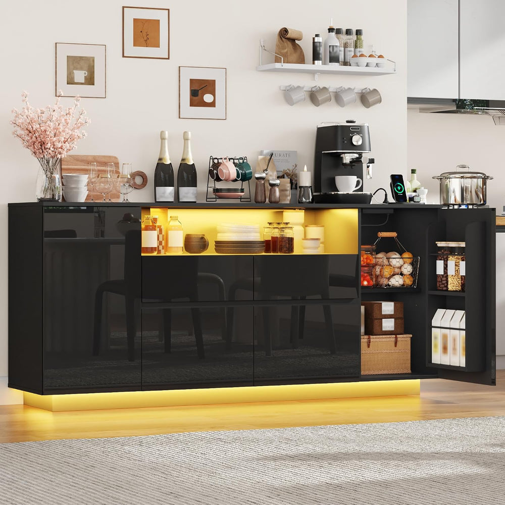70 Inch Sideboard Buffet Cabinet with Storage, Kitchen Buffet Storage Cabinet...