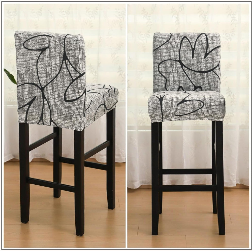 SPRINGRICO Bar Stool Covers Set of 6, Stretch Washable Barstool Seat Covers w...