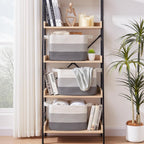Storage Baskets for Organizing, Woven Baskets for Shelves, Rectangle Decorative Organizer for Storage Clothes, Toy, Books, Towels Nursery Bins 3 Pack (Gradient Grey, 15.75"x11.8"x9.85")