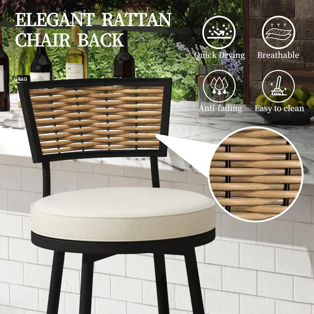 PIZZELLO Patio Swivel Bar Stools Set of 4, Outdoor Bar Height Chairs, Swivel ...