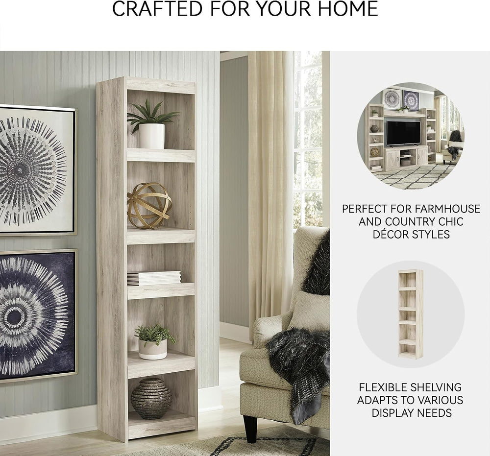 Signature Design by Ashley Bellaby Tall White Bookcase Pier, Whitewash