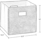 RiverRidge Folding Storage Bins - 2-pack of 10in Tall Cream Cubes | Fabric Bins, Set of 2 Storage Cubes, Cut-out Handles, Playroom Closet Organizer, Collapsible Cubby with Bottom Board Insert