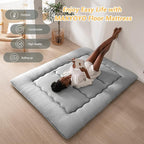 MAXYOYO Japanese Floor Mattress Futon Mattress, 4" Thicken Tatami Mat Sleeping Pad Foldable Roll Up Mat Boys Girls Dormitory Pad Kids Floor Lounger Pillow Bed, Charcoal Grey, Queen Size
