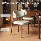 Dining Chairs Set of 4 for Kitchen Dining Table Mid Century Modern Farmhouse Upholstered Leather Dining Room Chairs with Metal Legs, Walnut Beige