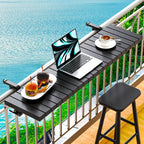 Balcony Table Outdoor Patio Bar Balcony Bar Table for Railings | Heavy-Duty Metal 49"×9.6" Balcony Side Table Holds 110 lbs, Patio Side Table with Adjustable support legs, Fits ≤4.4” Rails