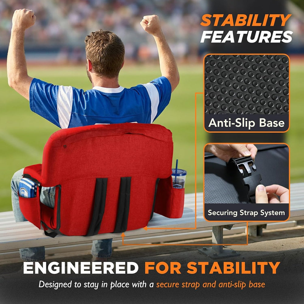 Stadium Seats with Back Support 2 Pack, 12-Grid Ergonomic 4.7" Thick Ble...