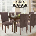 Parsons Dining Chairs Set of 2, Upholstered Nailhead Dining Room Kitchen Side Chair with Thick Cushions and Wood Legs, Brown
