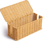 YECAYE Handwoven Rattan Style Cable Management Box, Decorative Storage Cord Organizer Box for Power Strips & Cords, Cord Hider for Home, Kids & Pet Safety, DIY-Friendly Cord Management