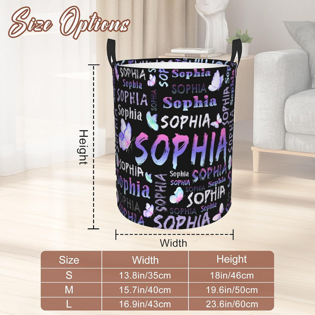 Custom Name Laundry Hamper, Personalized Laundry Basket with Name for Boys Girls Kids Men Women, Customized Name Dirty Clothes Basket Gifts for Clothes Toy Bathroom Bedroom Laundry Room Dorm
