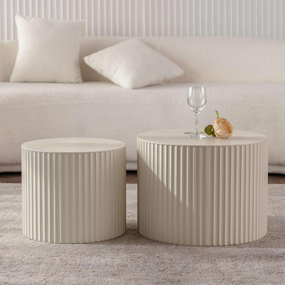 Modern Round Nesting Coffee Table Set of 2, Side Tables for Living Room