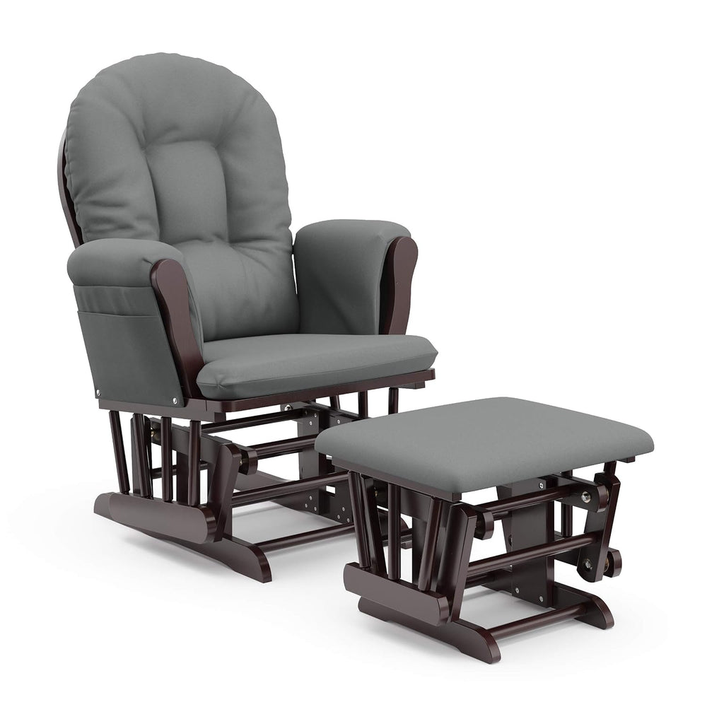 Storkcraft Premium Hoop Glider & Ottoman, Espresso/Gray