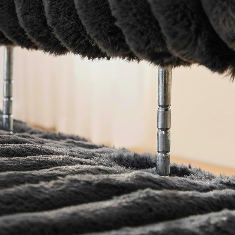 Aoowow Faux Fur Bedroom Ottoman Bench 49.6" Long Ottoman Benches for Liv...