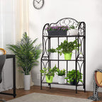 Kitchen Metal Bakers Rack Microwave Oven Stand Kitchens with Storage Three-Tiered Kitchen Organization Shelf Rack, 27" x 13.75" x 48.6",Antique Bronze