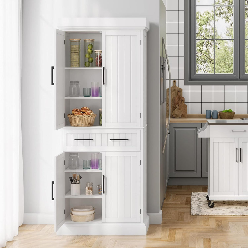 Topeakmart 72.5" H Freestanding 4-Door Kitchen Storage Cabinet,Black | M...