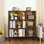 LEYAOYAO 8 Cube Bookshelf,3 Tier Bookcase with Legs,Rustic Brown Mid-Century Modern Bookshelves,Large Open Storage Organizer Shelf, Wooden Book Case