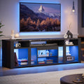 Bestier 80 Inch TV Stand for 85 Inch TVs, Modern Open Entertainment Center with LED Lights & Adjustable Shelves, Media Console for Gaming Setup and Home Theater (Black Marble)