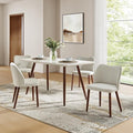 Dining Chairs Set of 4, Upholstered Kitchen Dining Room Chair Set Morden Accent Side Dinner Chair with Curved Padded Back Wood Legs for Restaurant/Cafe, Grey