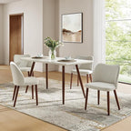 Dining Chairs Set of 4, Upholstered Kitchen Dining Room Chair Set Morden Accent Side Dinner Chair with Curved Padded Back Wood Legs for Restaurant/Cafe, Grey