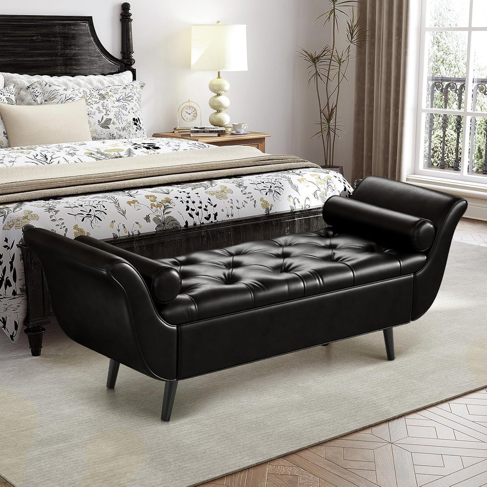 Storage Bench for Bedroom, 65" End of Bed Bench King Size, Faux Leather ...