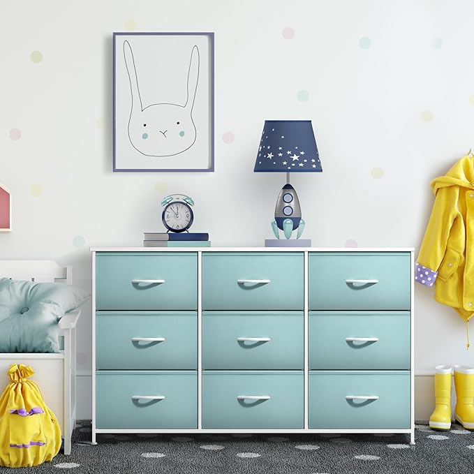 Sorbus Kids Dresser with 9 Drawers - Storage Unit Organizer Chest for Clothes - Bedroom, Kids Room, Nursery, & Closet